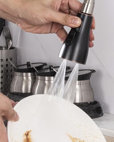 Kitchen Faucet Spray Head Replacement, Pull Down Sprayer with 15 Adapters | Pull Out Faucet Spray Nozzle, 3 Modes Stream/Spray/Strong Spray, DOE CEC Certified, Simple Installation, Oil Rubbed Bronze - color: Oil Rubbed Bronze