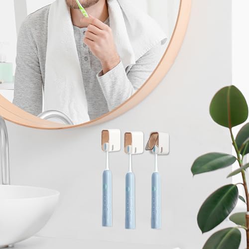 3PCS Single Slot Toothbrush Holder Wall Mounted with Cover,Waterproof | Toothbrush Cover for Shower,Self Adhesive Hanging Toothbrush Organizer for Manual/Electric Toothbrush,Family Travel,brown - color: Brown
