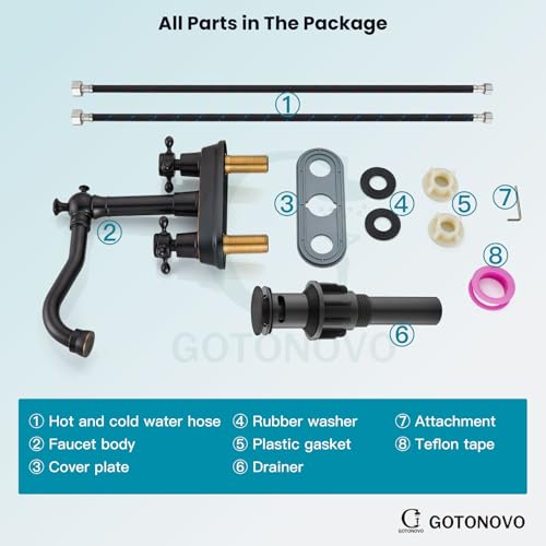 gotonovo 4 Inch Centerset Bathroom Faucet 2 Cross Handles Deck Mount 2 Hole Lavatory Vanity Utility Mixer Tap with Water Supply Hoses and Pop Up Drain RV Farmhouse, Oil Rubbed Bronze - color: Oil Rubbed Bronze