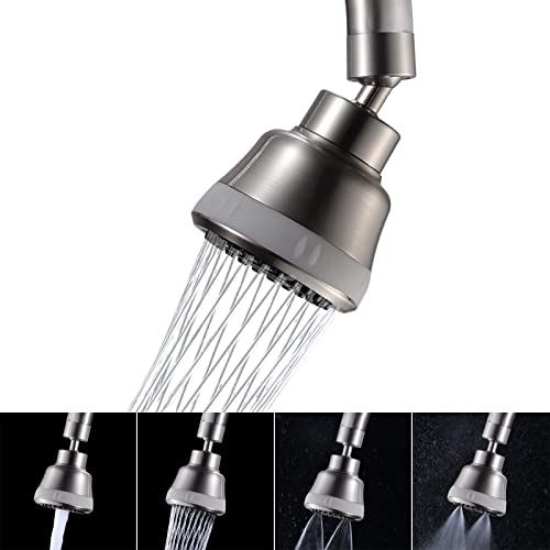 4 Spray Modes Faucet Aerator,360 Degree Faucet Sprayer Attachment,Big Angle Kitchen Faucet Aerator,Swivel Faucet Extender,Sink Sprayer Attachment for faucet,55/64 inch Female Thread (Brushed Nickel) - color: Brushed Nickel