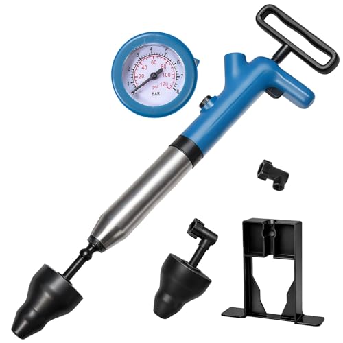 BOTEMY High Pressure Toilet Plunger & Drain Auger with Real-Time Gauge, Heavy-Duty Air Unclogger for Toilets, Sinks & Drains