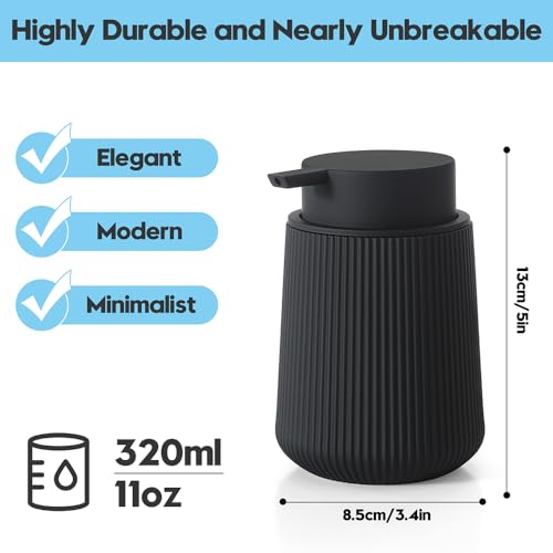 YAUKPH Striped Liquid Hand Soap Dispenser Black | with Leak-Proof Pump for Bathroom and Kitchen Countertop 11oz - color: Black, size: Liquid Dispenser