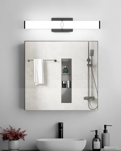 LED Bathroom Vanity Light,24inch Dimmable,25W 2700LM,5700K,ETL,BK | Integrated LED Modern Bathroom Light Fixtures,Matte Black Vanity Lighting Fixture Over Mirror,Wall Lights,ETL Certified - color: 5700K, size: 24in-5700k