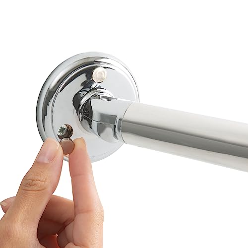 Bath Bliss Curved Shower Rod | Adjustable 44"-78" Inch | Bathroom Shower Curtain and Liner Rod | 33% More Space | Wall Mounted | Easy Installation | Aluminum - color: Aluminum