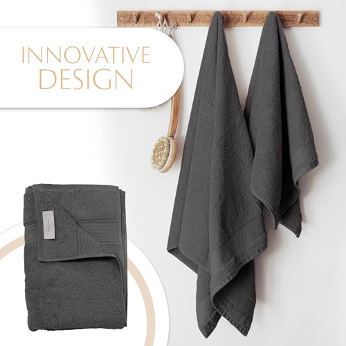 MAURA Grey Hand Towels for Bathroom. Luxury Turkish Cotton Bath Hand Towels Set of 6. Ultra-Soft, Thick & Plush - Space Gray - color: Space Gray, size: Hand Towel (6-Pack)