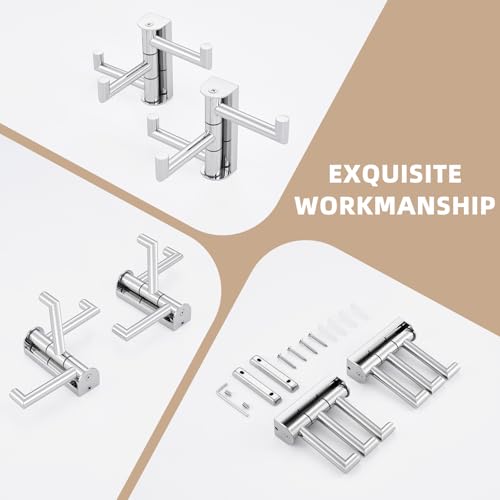 Suyar Swivel Towel Hook Polished Chrome, Bathroom Robe Holder with 3 Arms | 2 Pack, SUS304 Stainless Steel, Wall Mounted - color: Polished Chrome, size: 2 Pack