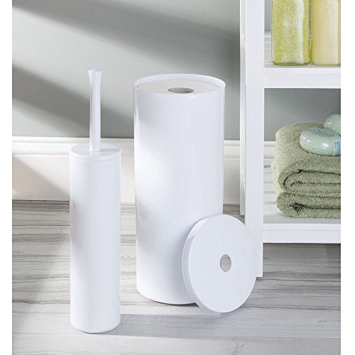 iDesign Compact Toilet Brush and Holder, White | For Bathroom