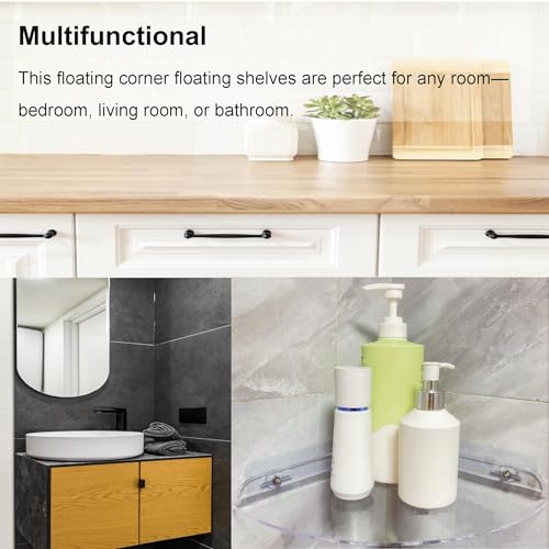 Acrylic Corner Shower Shelves, Adhesive Bathroom Shower Caddy, Wall Mounted Bathroom Organizer for Home Decor,Clear Shower Shelf,No Drilling
