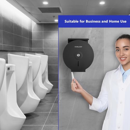 Gorlary Commercial Jumbo Toilet Paper Dispenser with Shelf, Matte Black | Wall Mount Stainless Steel Roll Holder, 9 inch Commercial Toilet Paper Roll Holder for Bathroom Office Restaurant - color: Black