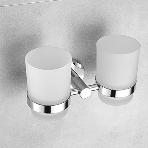 304 Stainless Steel Toothbrush Holder Gargle Cup Wall Mounted, Double/Single Set Wall Mount for Bathroom