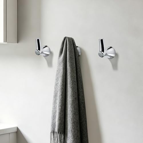 AVICCI 5 Pack Towel Hooks Polished Chrome Coat Hooks, Zinc Alloy Heavy Duty Bathroom Hooks Wall Mounted for Robes & Towels Hand Towel Hook Holder Kitchen, Bathroom Accessories - color: Polished Chrome