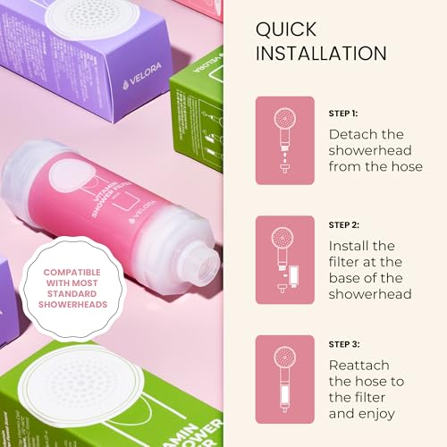 Vitamin C Shower Filter and Water Softener for Hard Water - Aromatherapy Shower Head Attachment - Universal Fit, Easy to Install - Reduces Dry Itchy Skin and Nourish Hair - Rose-Scented - style: Rose