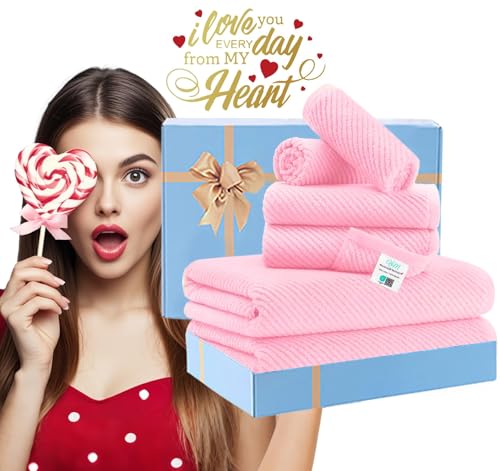 VOOVA & MOVAS 6PC Towel Set, 100% Cotton, Pink | 2 Large Bath 30x56 In, 2 Hand 18x28 In, 2 Washcloths 13x13 In, Soft, Quick Dry, Thick, Luxury Towel Gift Set - color: Baby Pink, size: 6 PC Bathroom Towel Set