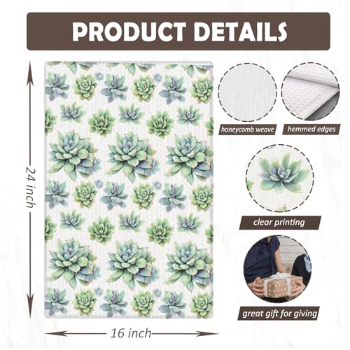 Sage Green Succulent Plant Hand Towels for Bathroom Kitchen, Green Botanical Kitchen Dish Towels, Plant Lovers Mom Lady Gardening Gifts for Women, 16x24 Inches - color: Floral-b