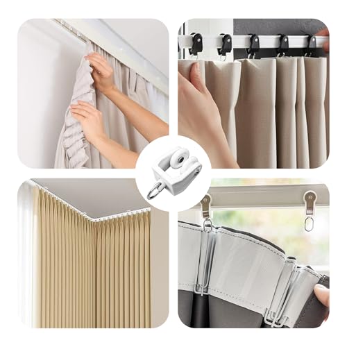 50PCS White Curtain Track Rollers, Plastic Ceiling Rail Gliders for Window Shower Bendable Flexible Track System - color: White