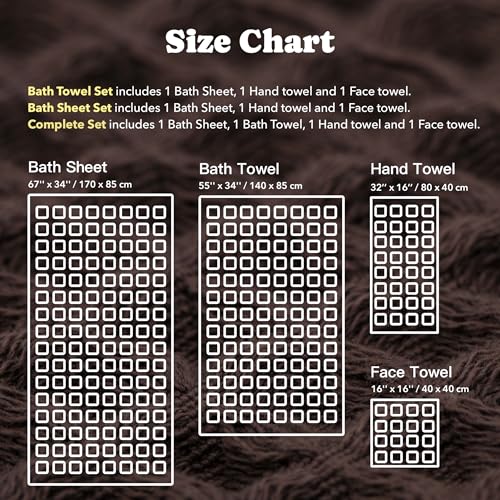 Luxury Organic Japanese Cotton Waffle Bath Towel | Thick, Absorbent, Quick Dry Bathroom Towels for Shower, Sauna, Onsen| Hotel & Spa Quality, Gift-Ready (Dark Cocoa, Bath Sheet Set (3-Piece)) - color: Dark Cocoa, style: Bath Sheet Set (3-piece)
