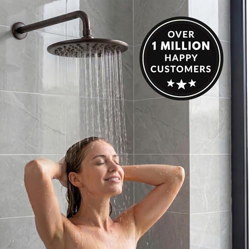 Luxury Rain Shower Head - 2.5 GPM - Oil-Rubbed Bronze | 9 Inch Large, High Flow, Overhead Rainfall Showerhead With Self-Clean Nozzles, Easy Install, Adjustable Brass Ball Joint - color: Oil Rubbed Bronze, size: 2.5 GPM