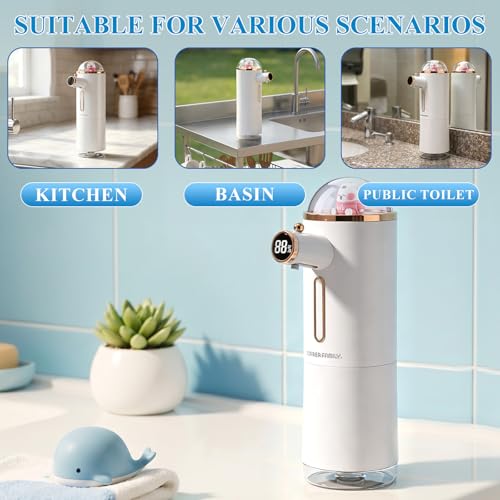 Automatic Liquid Soap Dispenser Touchless, USB Rechargeable Smart Hand Soap Dispenser, 13.5oz/400ml, Wall Mounted for Kitchen Bathroom Family (White)The table should be laid flat; it cannot be hung up - color: White
