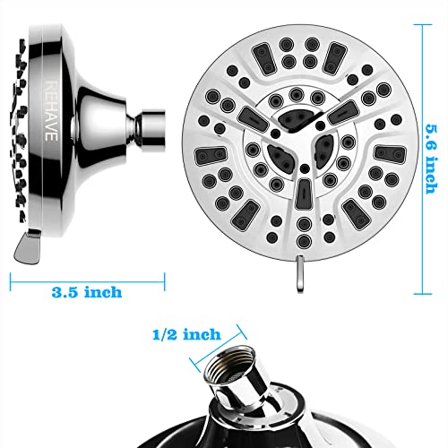 5.1-Inch Rainfall Shower Head with 63 Jets, 8 Spray Modes - Chrome Finish, Brass Angle-Adjustable, Anti-Clogging Silicone Nozzles - style: Brass