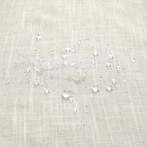 KOUFALL 72 Inch Linen Fabric Shower Curtain for Bathroom, Boho Washable Waterproof Cloth Shower Curtain Set with Hooks, 48x72 Inches Long, Cream Beige - color: Natural, size: 48"W x 72"L (Pack of 1)