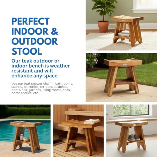 EcoDecors 18" Teak Shower Bench with 32 oz Teak Cleaner Spray - size: 18" Shelf + Cleaner