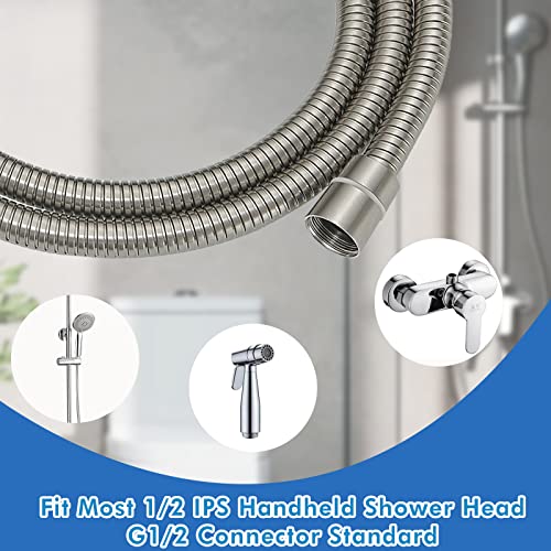 RUMOSE 118 inches Extra Long Shower Hose, Nickel | Shower Head Extension Hose, Attachment Flexible Handheld Shower Sprayer Hose, Stainless Steel Shower Tube - color: Nickel, size: 118"