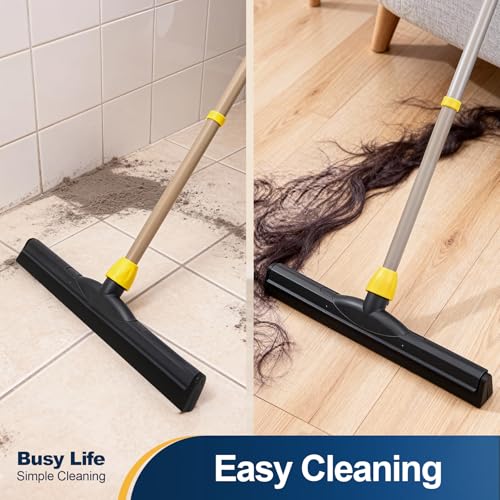 Yocada Floor Squeegee Scrubber Adjustable Telescopic Pole Heavy Duty 54.3" | Household Broom EVA Foam Blade for Garage Courtyard Shower Bathroom Floor Marble Glass Tile Water Foam Cleaning - size: 1 Count (Pack of 1)