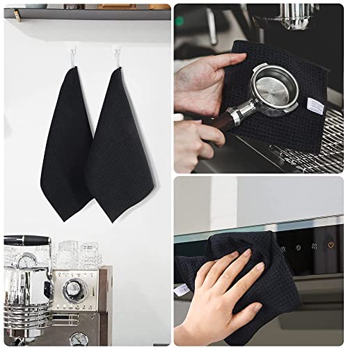Waffle Microfiber Dish Cloths Black Kitchen Towels, Cleaning Cloth | Quick Dry Absorbent Dish Rags Dishcloths Barista Towels 12x12 Inch 10Pack - color: Black, size: 12in x 12in 10 Pack