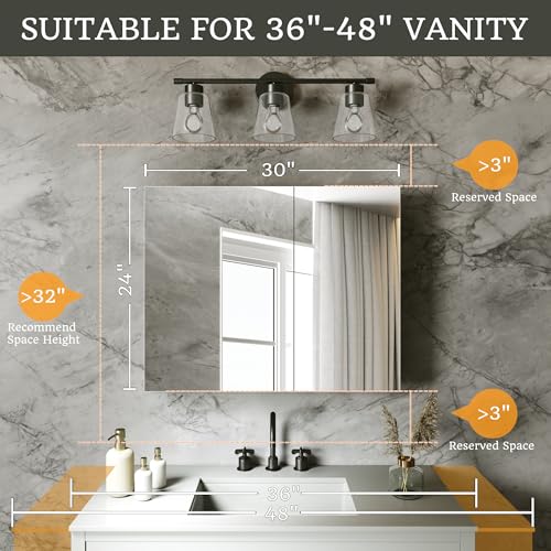 30 x 24 in Medicine Cabinet with Mirror and Side Panels, Silver | Surface or Recessed Medicine Cabinet Mirror with Storage, Adjustable Shelves, Aluminum Alloy Frame, Assembly Required - size: 30''x24''