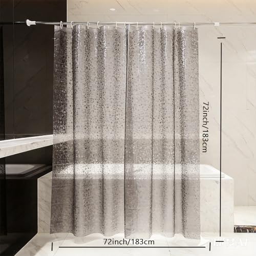 Shower Curtain Liner, Waterproof EVA 3D Shower Curtains with Duty Heavy Bottom Magnets and Rust Proof Grommets, Weighted Shower Liner for Shower Stall, Bathtubs - color: Grey Pebble, size: 72"W x 72"L (Pack of 1)