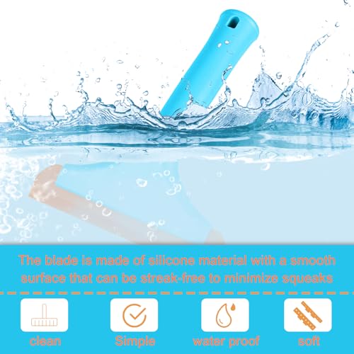 Small Silicone Window Squeegee, Auto Windshield Water Blade Scraper, Multifunctional Auto Squeegee with 5.9 Inch Blade and Non-Slip Handle for Car Window, Home Cleaning (Blue, 1PCS) - color: Blue