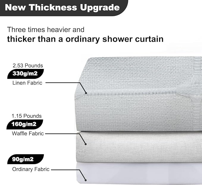 Farmhouse White Extra Long Shower Curtain - Boho Modern Linen Fabric Shower Curtains for Bathroom, XL Large Country Heavy Duty Thick Bathroom Curtain Set with Tassel - Bohemian Shower Curtain 71x83 - color: White, size: 71"W x 83"L (Pack of 1)