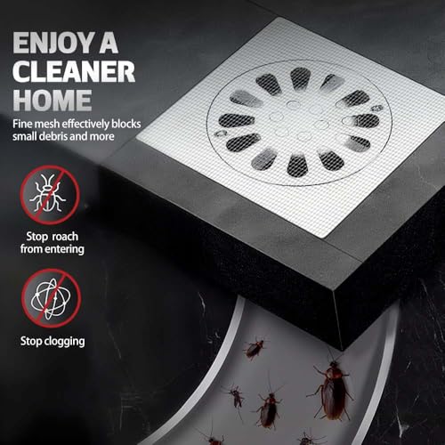 2026 New Disposable Shower Drain Hair Catcher - Square Screen Bathroom Floor Drain Protector (100pcs) - color: 100pcs