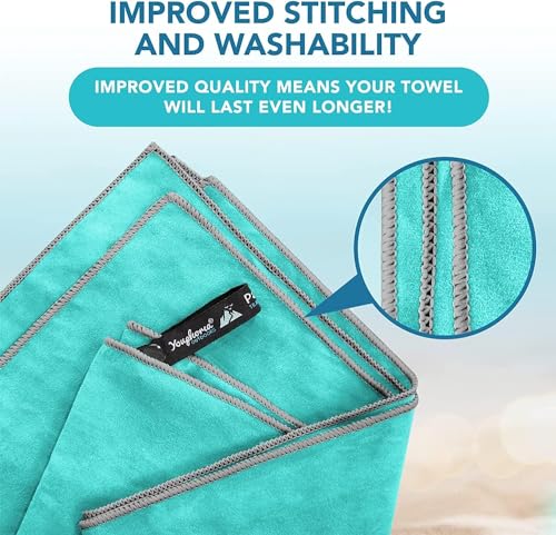 Youphoria Microfiber Travel Towel Fast Drying Lightweight - Quick Dry Towel for Camping, Beach, Backpacking, Hiking & Sport - color: Mint/Gray, style: 12" x 24" (X-Small)