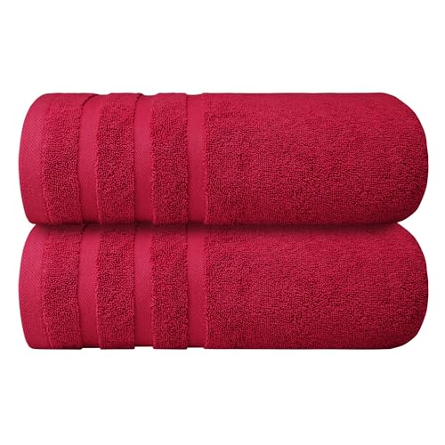 Infinitee Xclusives 100% Ring-Spun Cotton Bath Towels for Bathroom - Pack 2 | Luxury Super Soft, Absorbent & Quick-Drying |27x54 inches| Large Bathroom Towels Set |600 GSM| Gym, Shower, Spa & Hotel Use - color: Burgundy