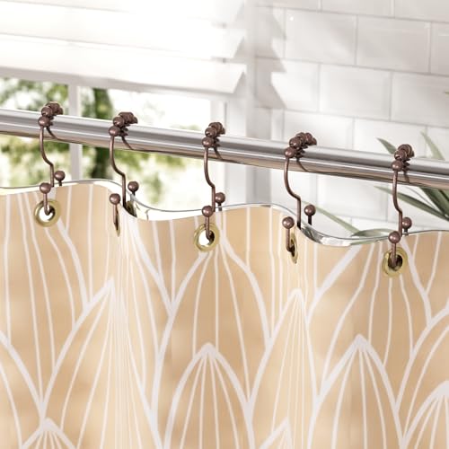 Shower Curtain Rings, Stainless Steel Shower Curtain Hooks Rings, 12 Pcs Double Glide Shower Rings for Bathroom Shower Curtain Rods Dual Rust-Resistant Shower Hooks, Bronze - color: Bronze, style: Double Hooks