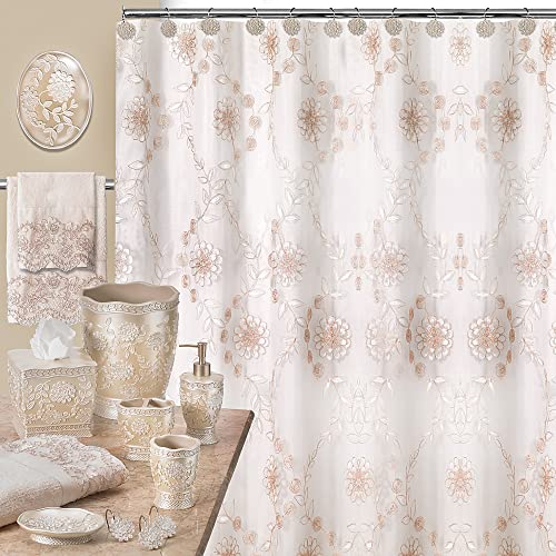 Zahari Home 4pc Rose Vine Bathroom Accessories Sets Lotion Pump, Tumbler, Tooth Brush Holder and Soap Dish Unique Design Beige Bathroom Set - color: Rose Vine, style: 4 Piece Set