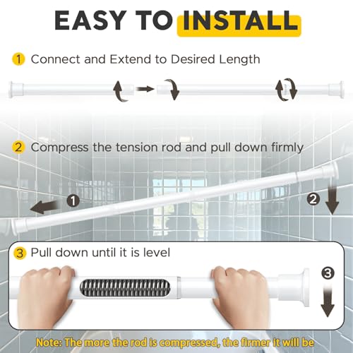 White Tension Rods 28 to 50 Inch,1"Heavy Duty Spring Tension Curtain Rod,No Slip No Drill Adjustable Shower Tension Curtain Rod for Bathroom, Window, Closet & Wardrobe - color: White, size: 28-50 inch