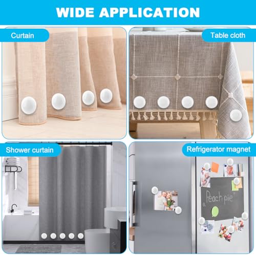 Shower Curtain Weights, Magnetic Shower Curtain Weights, Showers Liner Weight, Curtains Magnets,Rubber Covered Heavy Duty, Work for Drapery, Flag, Tablecloth(Color:White)