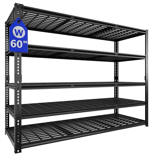 60" W Garage Shelving Heavy Duty 5-Tier Storage Shelves 3030LBS | Metal Shelving Units Heavy Duty for Commercial,Pantry, Kitchen,Warehouse,Basement 60"×24"×72"H - size: 60" W x 24" D x 72" H
