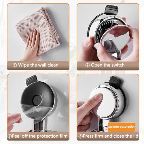 Resdenio Shower Head Holder - Strong Suction Cup No Drilling Showerhead Bracket Waterproof Handheld Shower Holder, Adjustable Wand Holder for RV, Kids, Bathroom (Silver) - color: Silver