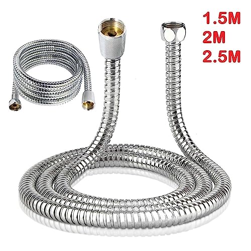 Stainless Steel Flexible Shower Hose Long Bathroom Shower Water Hose Extension Plumbing (Color : Silver, Size : 3m) - size: 3m