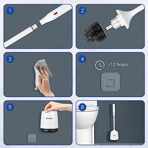 Electric Toilet Brush,Silicone Toilet Brush,Toilet Bowl Brush and Holder Set with Ventilated Holder,Toilet Brush, Floor Standing, Wall Mounted Without Drillingļ¼Rechargeable - size: 1pack