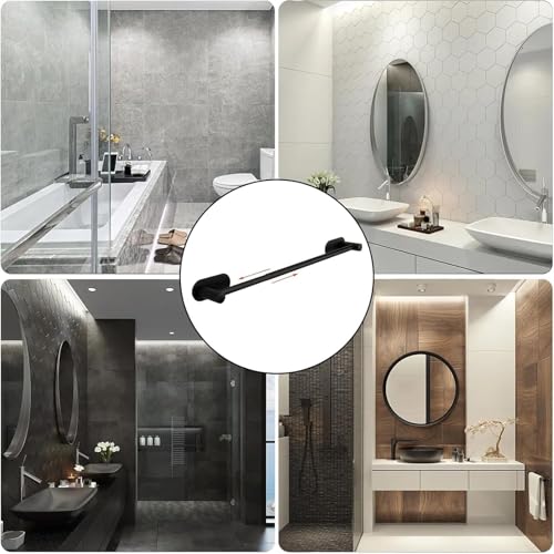 Towel Bar,Adjustable 16-24" Towel Rack,SUS304 Stainless Steel Bathroom Towel Holder,No Drill,Self Adhesive & Wall Mounted for Bathroom Kitchen Hand Towel Holder Cloths(Matte Black) (Black) - color: Black