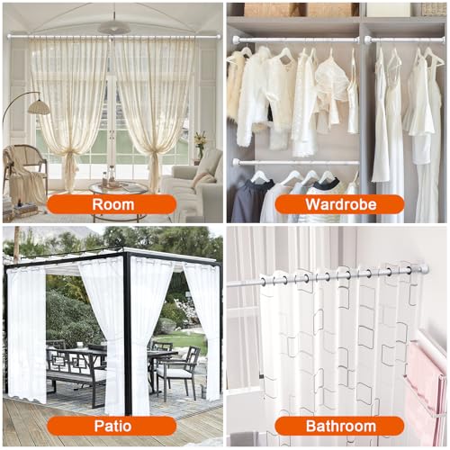 TEECK Shower Curtain Rod, 32-94 inch Adjustable Tension Spring, 1 Inch Shower Curtain Rod Tension, Anti-Slip, Rust-Proof, No Drilling, for Bathroom, White - color: White, size: 32-94 Inches