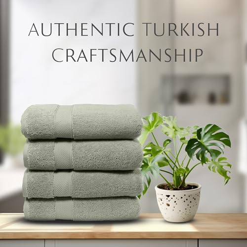 MAURA Sage Extra Large Turkish Cotton Luxury Bath Towels Set of 4. Ultra-Soft, Thick & Plush Towels for Bathroom - Sage Green - color: Sage Green, size: Bath Towel (4-Pack)