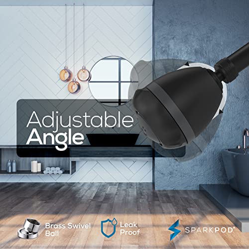 SparkPod High Pressure Shower Head, 3 Inch Fixed Showerhead, Black Matte | Rain, Pulsating & Combo Modes, Helps Boosts Low Water Pressure, Anti-Clog Nozzles, Easy Install - color: 3. Midnight Black Matte