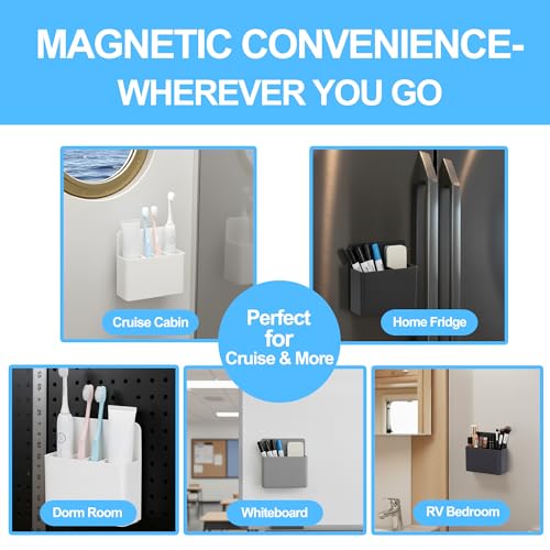 Magnetic Toothbrush Holder – Cruise Must-Have Wall-Mount Bathroom Organizer – Cruise Essentials 2025 & 2026 for Royal Caribbean, Alaska & Caribbean Staterooms (Black) - color: Black
