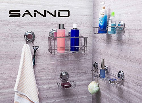 SANNO Suction Cup Shower Caddy Storage Combo Organizer, No Damage Bath Shelf Suction Cup Shower Basket,Rustproof Wire Bathroom Accessories - Rustproof Stainless Steel - color: stainless