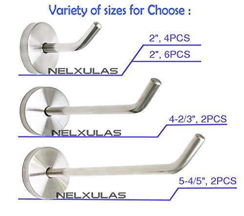 Brushed Stainless Steel Single Heavy Duty Long Coat Hook Robe Hanger Wall Mount Hook, Fit for Kitchen,Bedroom,Living Room, Bathroom,Closets and Garage Storage (4-2/3", 2 PCS) - size: 4-2/3" , 2 PCS